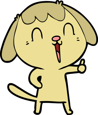 Bir insan tarafından çizilmiş şirin bir çizgi film köpeği.