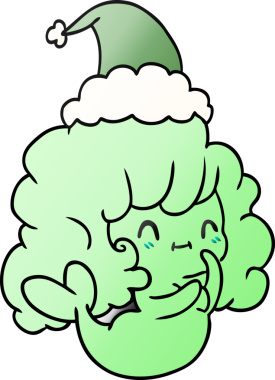 Bir insan tarafından çizilmiş Kawai hayaletinin el çizimi gradyan çizgi filmi.