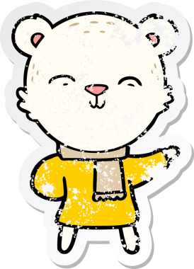 Bir insan tarafından çizilmiş mutlu bir kutup ayısının sıkıntılı çıkartması.