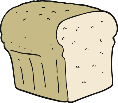 Bir insan tarafından çizilen ekmeğin düz renk çizimi
