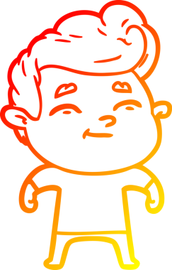 Bir insan tarafından çizilmiş mutlu bir çizgi film karakteri çizimi.