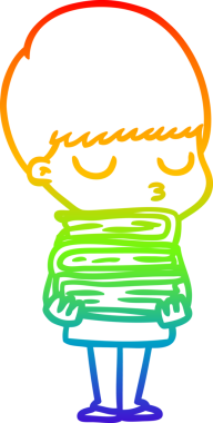 Gökkuşağı gradyan çizgi çizimi bir insan tarafından çizilmiş sakin bir çocuk