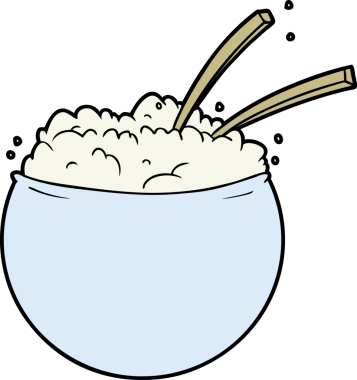 Bir insan tarafından çizilmiş pirinç kasesi.