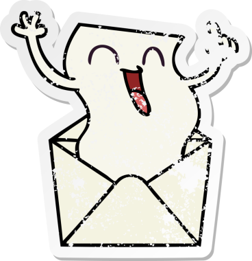 Bir insan tarafından çizilmiş garip bir el çiziminin hüzünlü çıkartması.