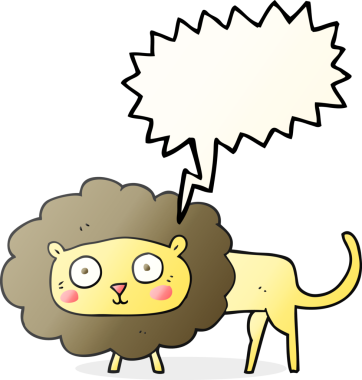 Bir insan tarafından çizilmiş serbest konuşma balonu karikatür aslanı.