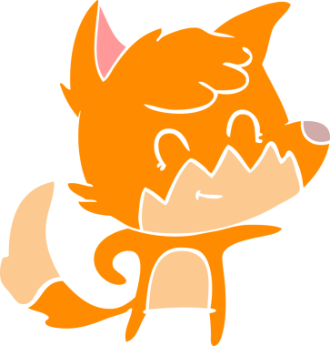 Bir insan tarafından çizilmiş düz renkli çizgi film dost tilkisi.