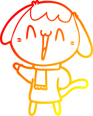 Bir insan tarafından çizilmiş sevimli bir köpeğin sıcak çizgi çizgisi.