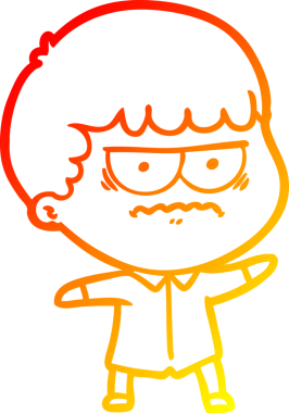 Bir insan tarafından çizilmiş, kızgın bir çizgi film karakteri.