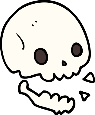 Bir insan tarafından çizilmiş ürkütücü bir kafatası.