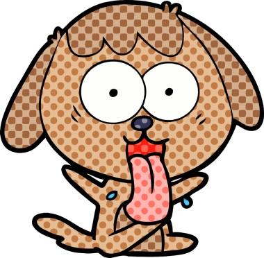 Bir insan tarafından çizilmiş şirin bir çizgi film köpeği.