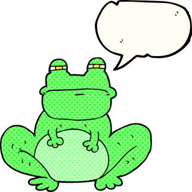 Bir insan tarafından çizilmiş serbest çizilmiş çizgi roman konuşma balonu kurbağa.