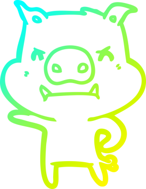 Bir insan tarafından çizilmiş kızgın çizgi film domuzu çizimi.