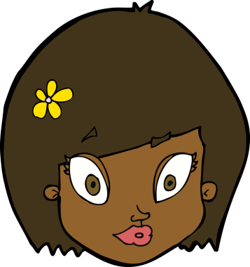 Bir insan tarafından çizilmiş mutlu kadın yüzü.