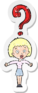 Bir insan tarafından çizilmiş, kafası karışmış bir karikatürün gerilimli çıkartması.