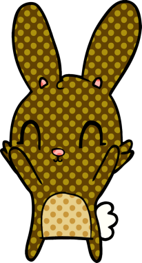 Bir insan tarafından çizilmiş şirin çizgi film tavşanı.