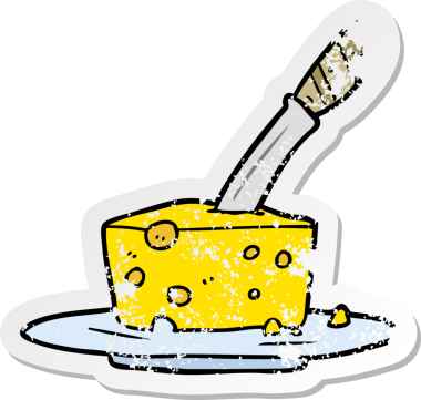 Bir insan tarafından çizilmiş karikatür peynirinin sıkıntılı çıkartması