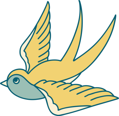 Bir insanın çizdiği bir kırlangıcın ikonik dövme şekli