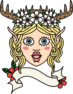 Retro Dövme Tarzı Elf Karakter Yüzü Bir İnsan Tarafından Çizildi