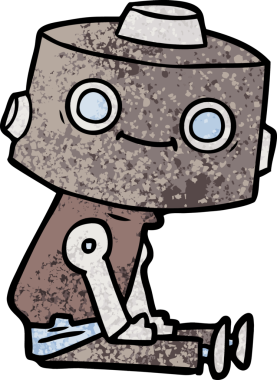 Bir insan tarafından çizilmiş çizgi film robotu