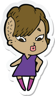 Bir insan tarafından çizilmiş bir karikatür çıkartması.