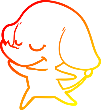 Bir insan tarafından çizilmiş gülümseyen bir filin sıcak çizgi çizimi