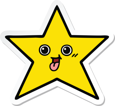 Bir insan tarafından çizilmiş şirin bir çizgi film yıldızının çıkartması.