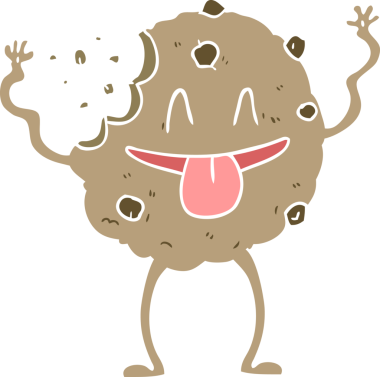 Bir insan tarafından çizilmiş düz renkli çizgi film kurabiyesi