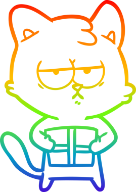 gökkuşağı gradyan çizimi bir insan tarafından çizilmiş sıkılmış çizgi film kedisi