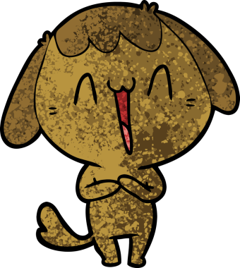 Bir insan tarafından çizilmiş şirin bir çizgi film köpeği.