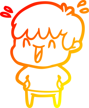 Bir insan tarafından çizilmiş gülen bir çizgi film karakteri çizimi