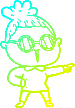 Bir insan tarafından çizilmiş gözlüklü bir karikatür kadın çizimi.