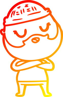 Bir insan tarafından çizilmiş sakallı bir çizgi film karakteri.