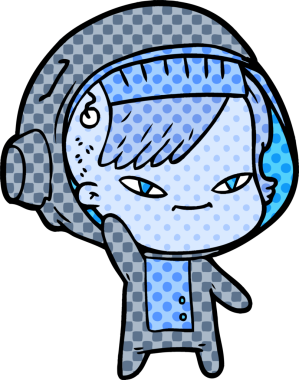 Bir insan tarafından çizilmiş astronot kadın.