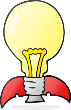 Bir insan tarafından çizilmiş serbest çizim karikatür ampul roket gemisi