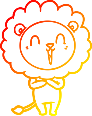 Bir insan tarafından çizilmiş gülen aslan karikatürü.