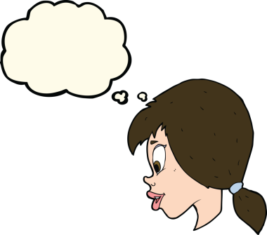 Bir insan tarafından çizilmiş düşünce kabarcığı olan güzel bir kadın yüzü.