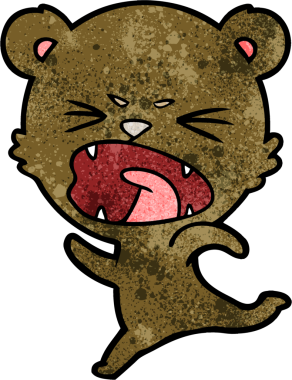 Bir insan tarafından çizilmiş kızgın çizgi film ayısı.