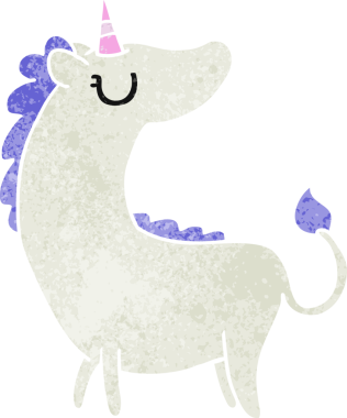 Bir insan tarafından çizilmiş sevimli kawaii tek boynuzlu atının serbest çizimi.