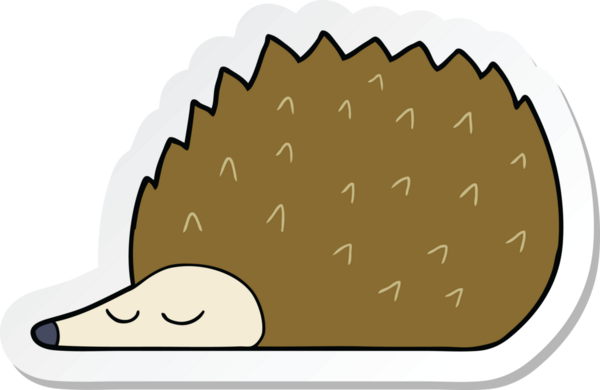 Bir insan tarafından çizilmiş kirpi karikatürü çıkartması.