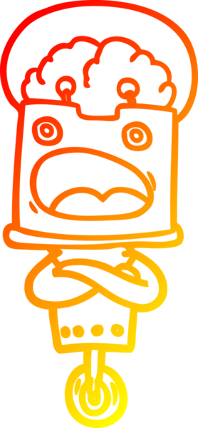 Bir insan tarafından çizilen çizgi film robotunun sıcak çizgi çizimi