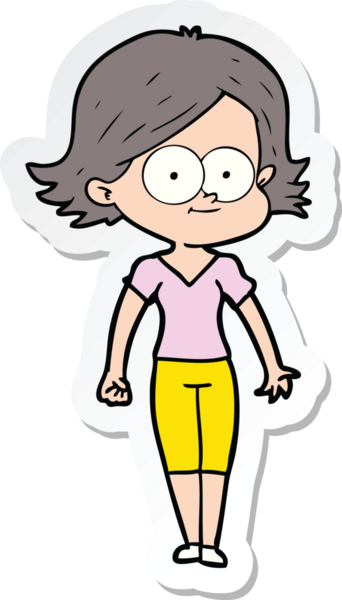 Bir insan tarafından çizilmiş mutlu bir çizgi film kızının çıkartması.