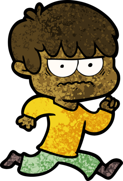 Bir insan tarafından çizilmiş sinirli çizgi film çocuğu.