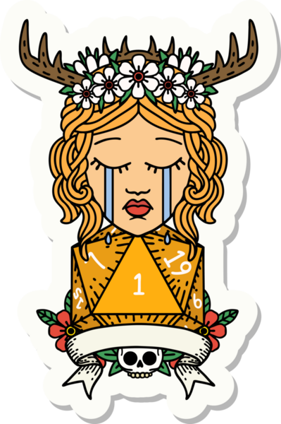 Bir insan tarafından çizilmiş doğal bir rulo ile ağlayan bir insan rahibin çıkartması.