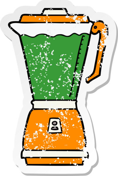 Bir insan tarafından çizilmiş karikatür gıda işlemcisinin sıkıntılı etiketi.