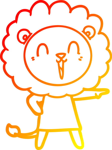 Bir insan tarafından çizilmiş gülen aslan karikatürü.