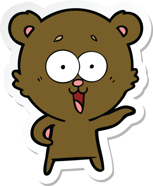 Bir insan tarafından çizilmiş gülen oyuncak ayının çıkartması.