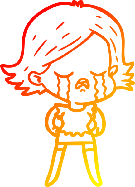 Bir insan tarafından çizilmiş ağlayan çizgi film kızı çizimi.