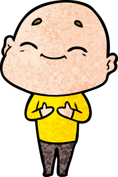 Bir insan tarafından çizilmiş mutlu, kel adam.