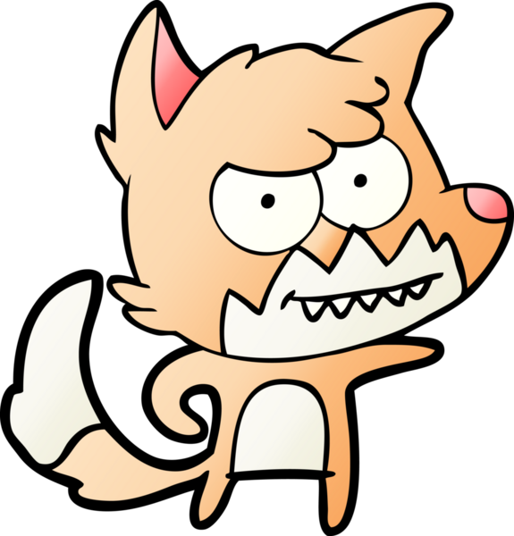 Bir insan tarafından çizilmiş sırıtan tilki çizgi filmi.