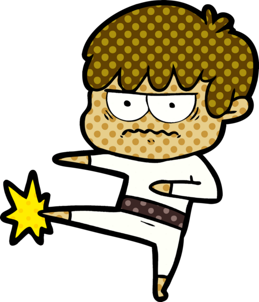 Bir insan tarafından çizilmiş sinirli çizgi film çocuğu.